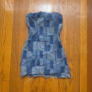 Wild Fable Blue Patchwork Strapless Dress